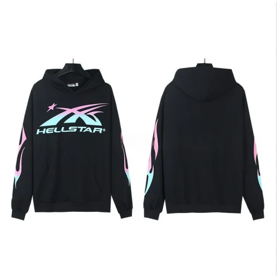 Hellstar Black with Pink & Blue Flame Hoodie
