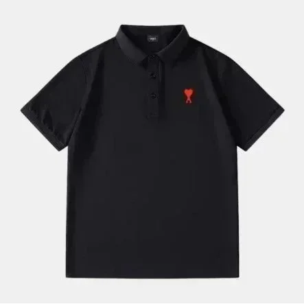 Ami Paris Ami de Coeur Black Polo Shirt