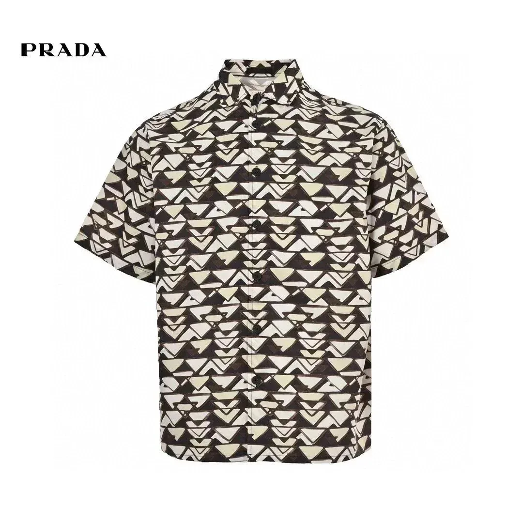 Prada Geometric Print Short-Sleeve Shirt