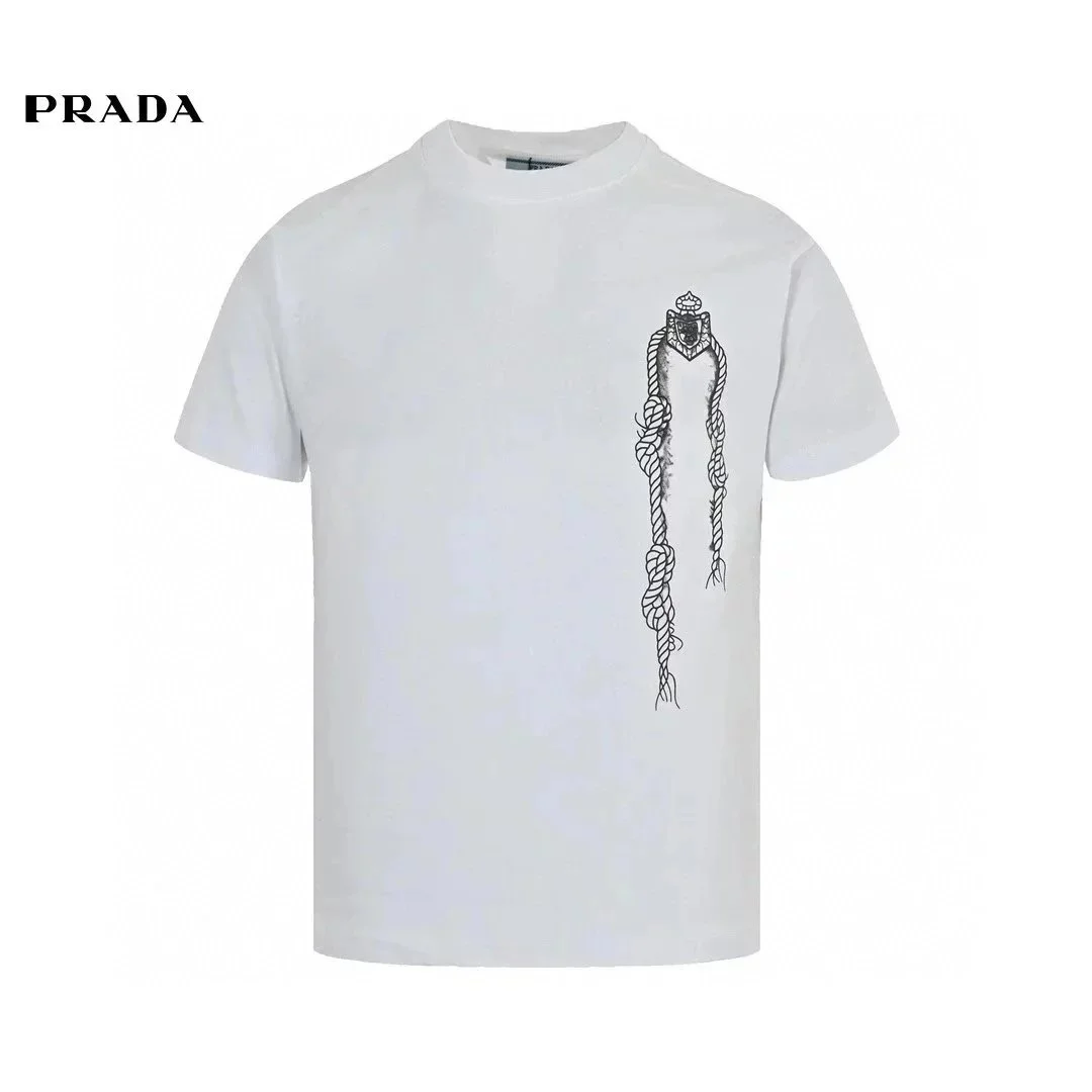 Prada White Rope Print T-Shirt
