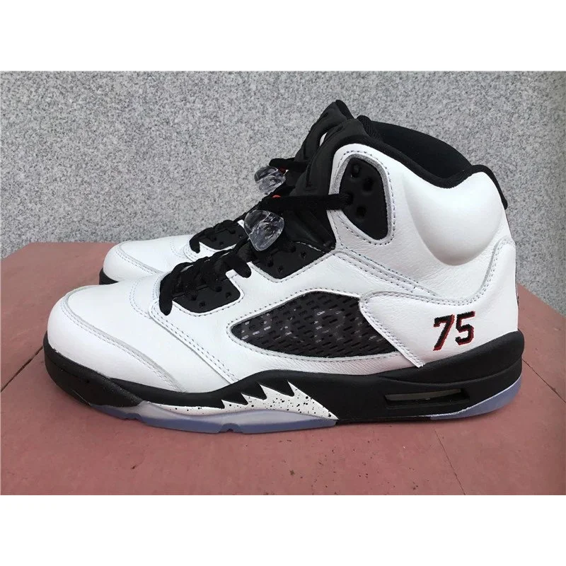 Air Jordan 5 White/Black '75' Sneakers