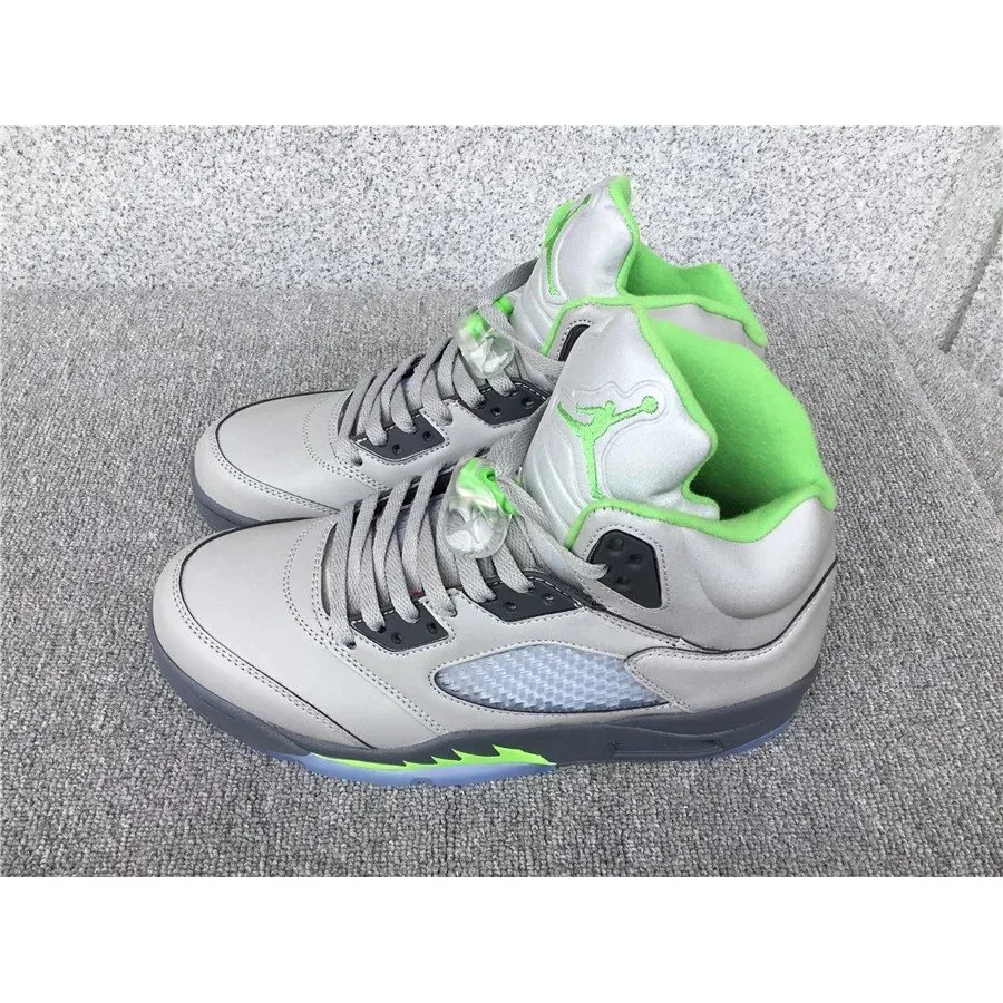 Air Jordan 5 Sail/Neon Green Sneakers