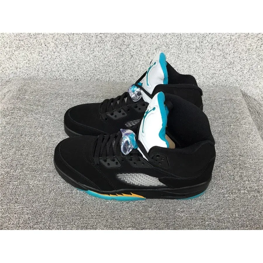 Nike Air Jordan 5 Black/Cyan/University Gold Sneakers