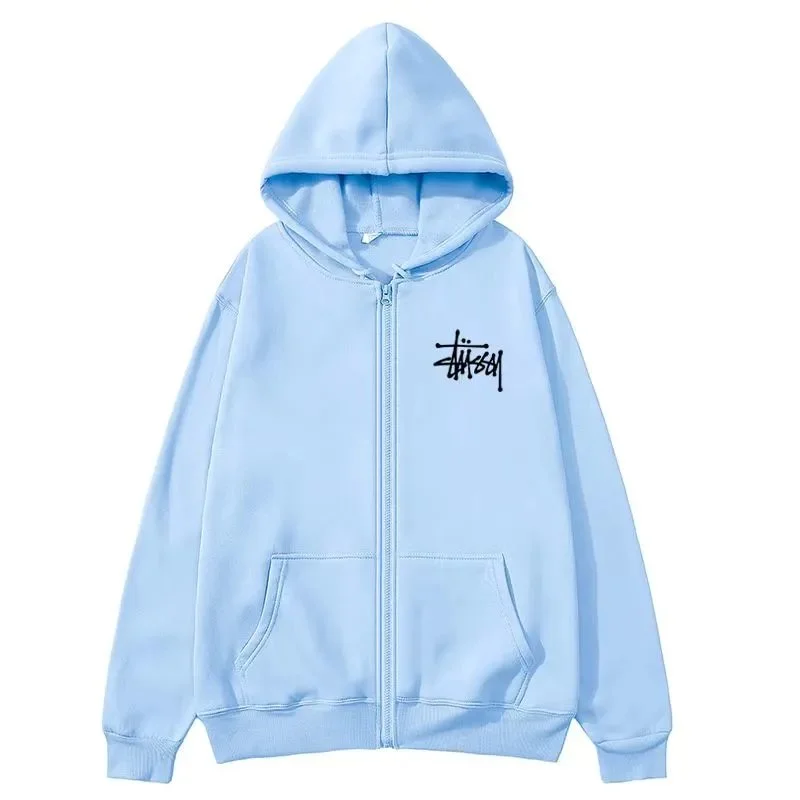 Stussy Stüssy Zip-Up Hoodie Light Blue Casual Top