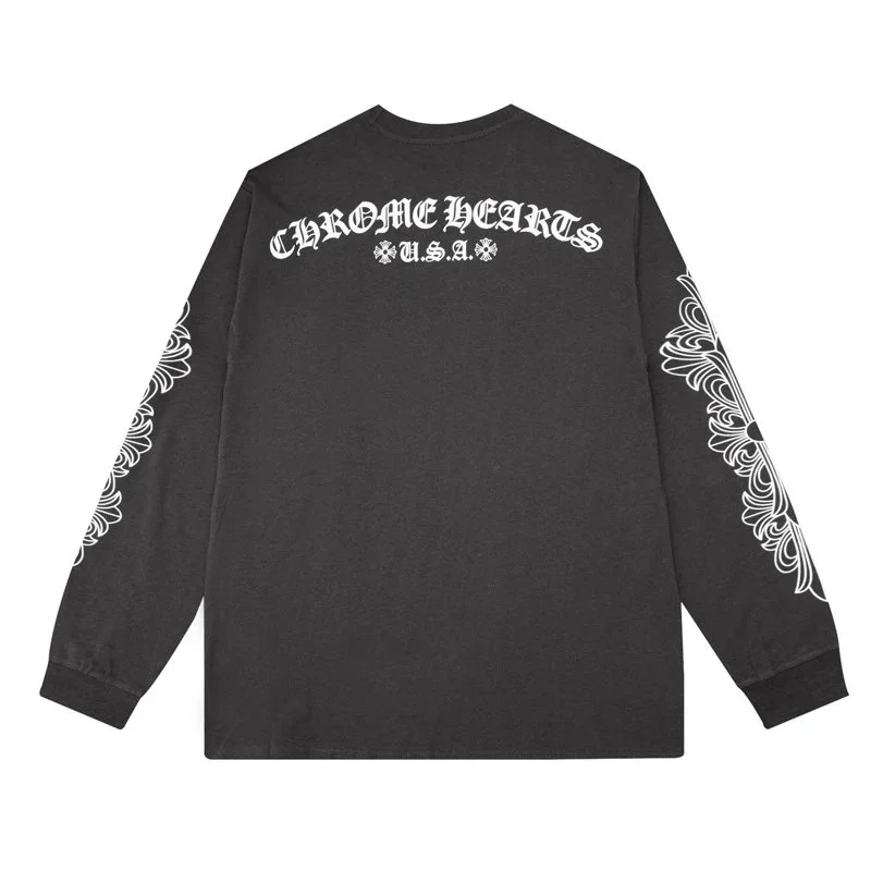 Chrome Hearts Gothic Long Sleeve T-Shirt Grey
