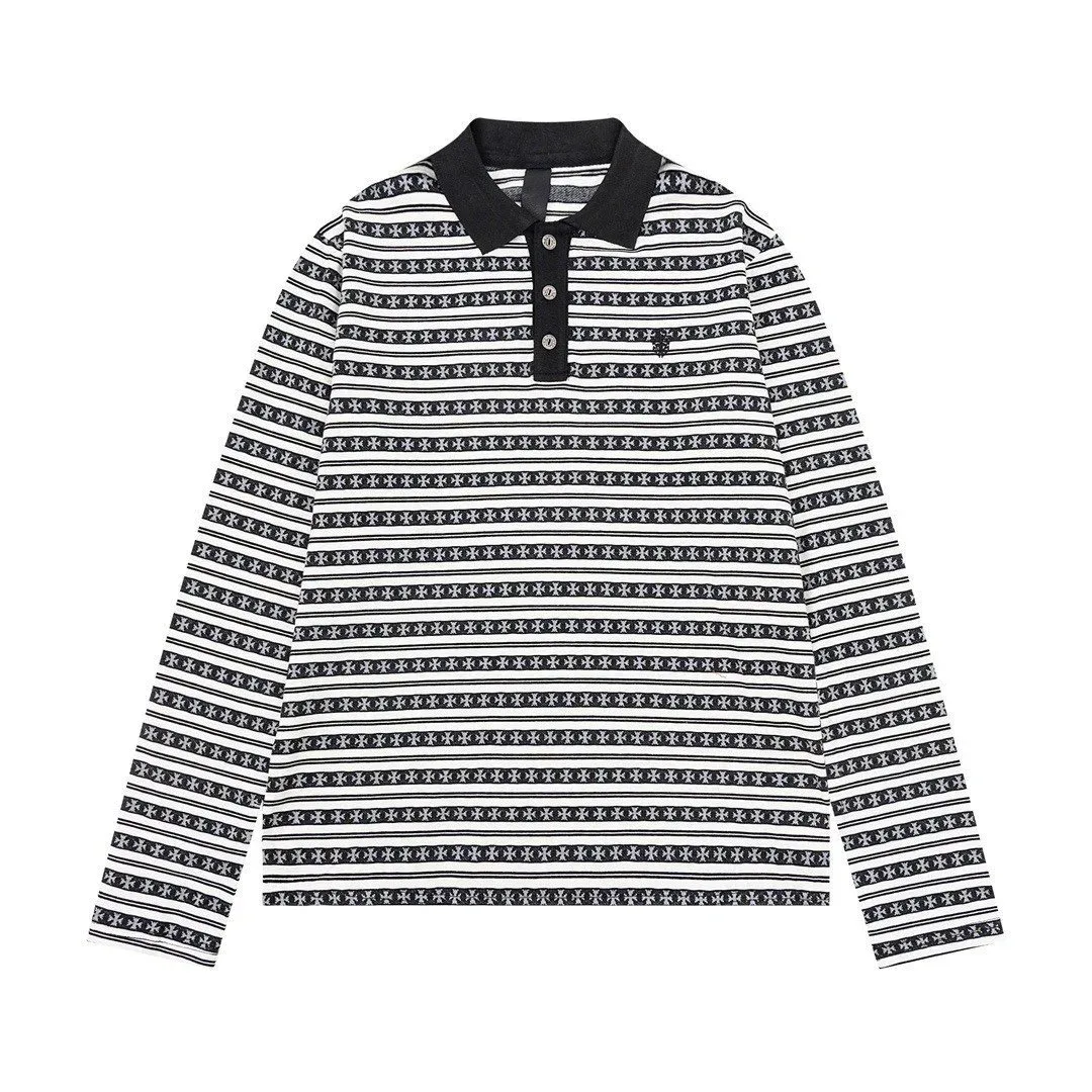 Striped Polo Shirt Black/White BF3001 Tops