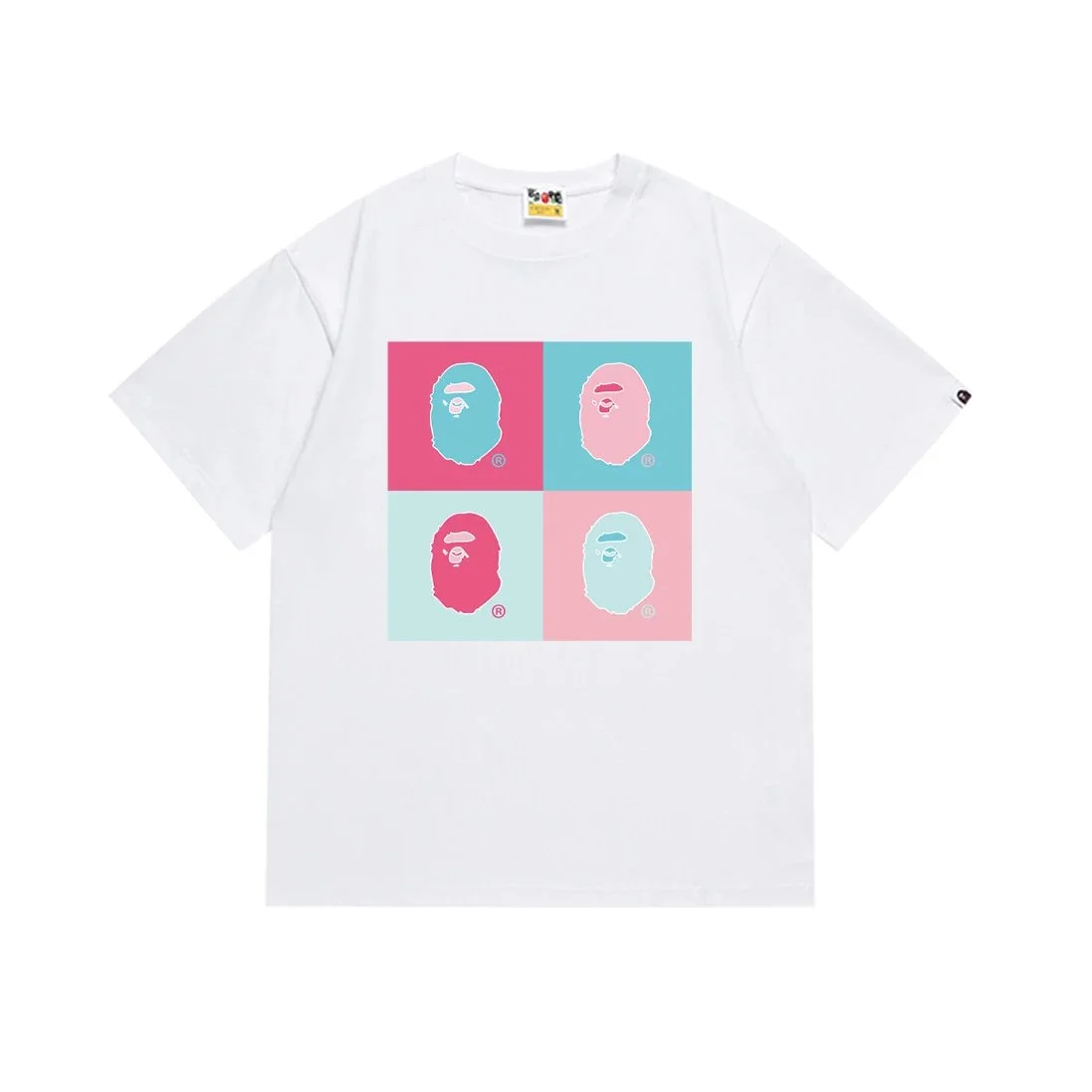 BAPE BAPE STA White with Multi-Color Pop Art Graphic T-Shirt