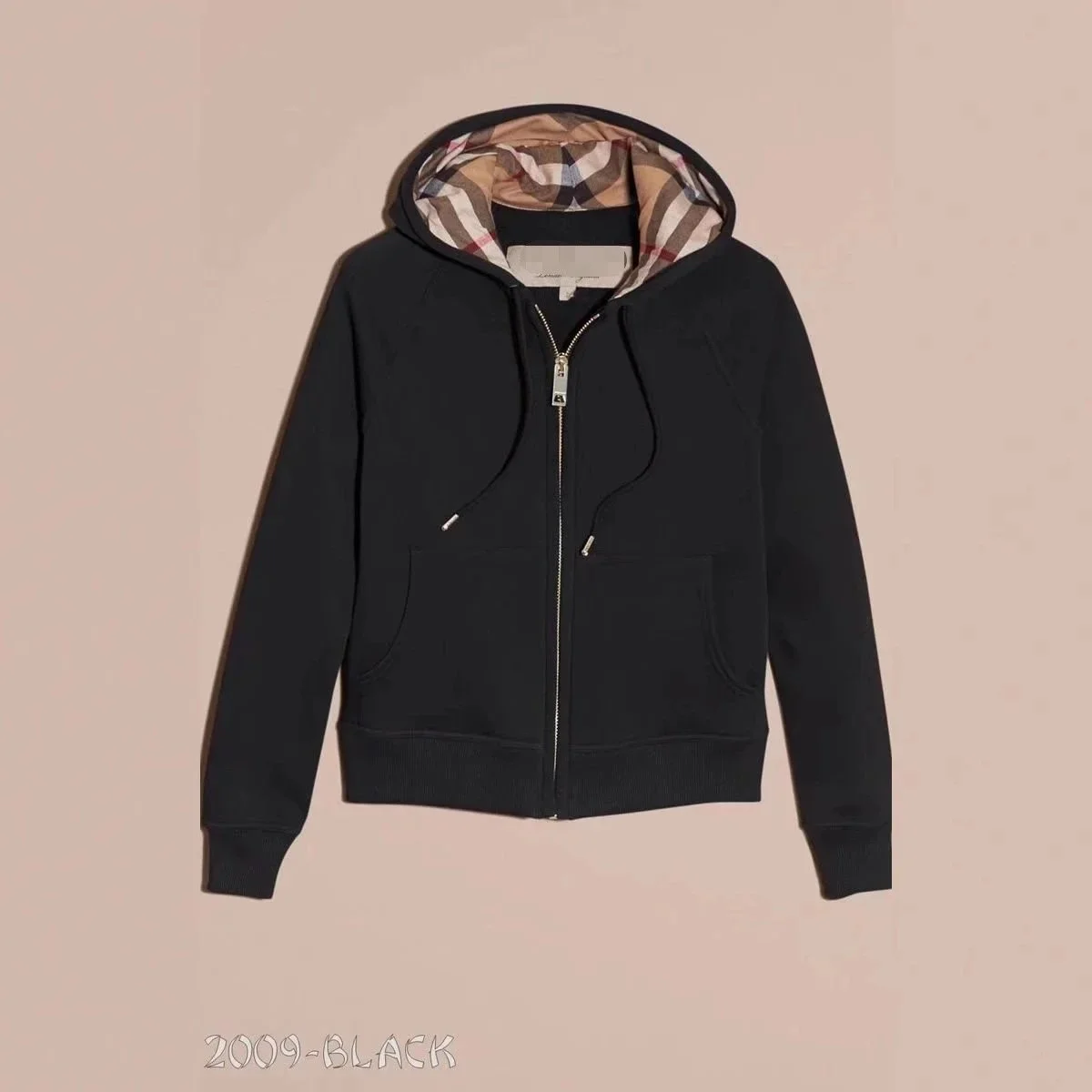 Burberry Black Hoodie with Checkered Lining