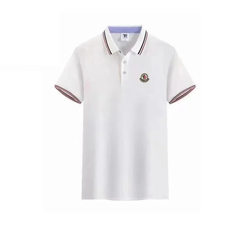 Moncler White Polo Shirt with Embroidered Logo