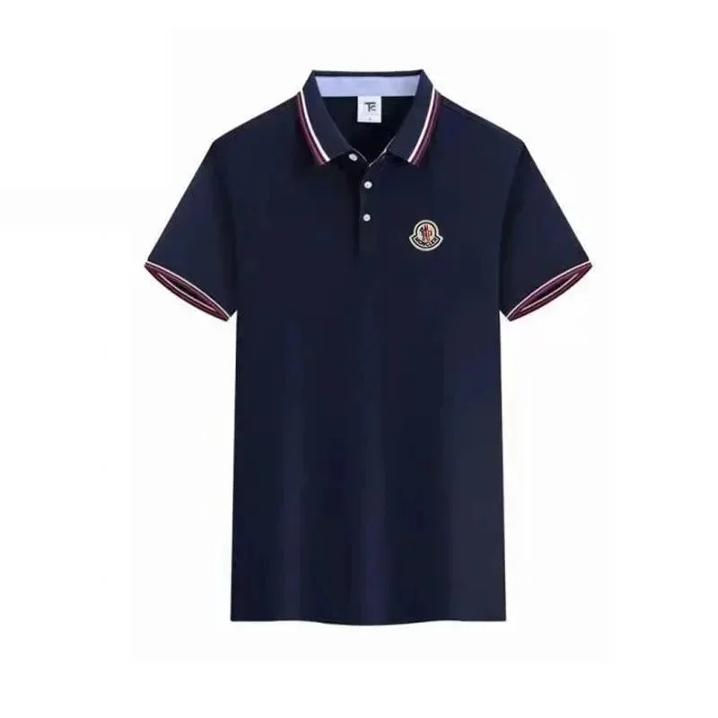 Moncler Navy Polo Shirt with Embroidered Logo