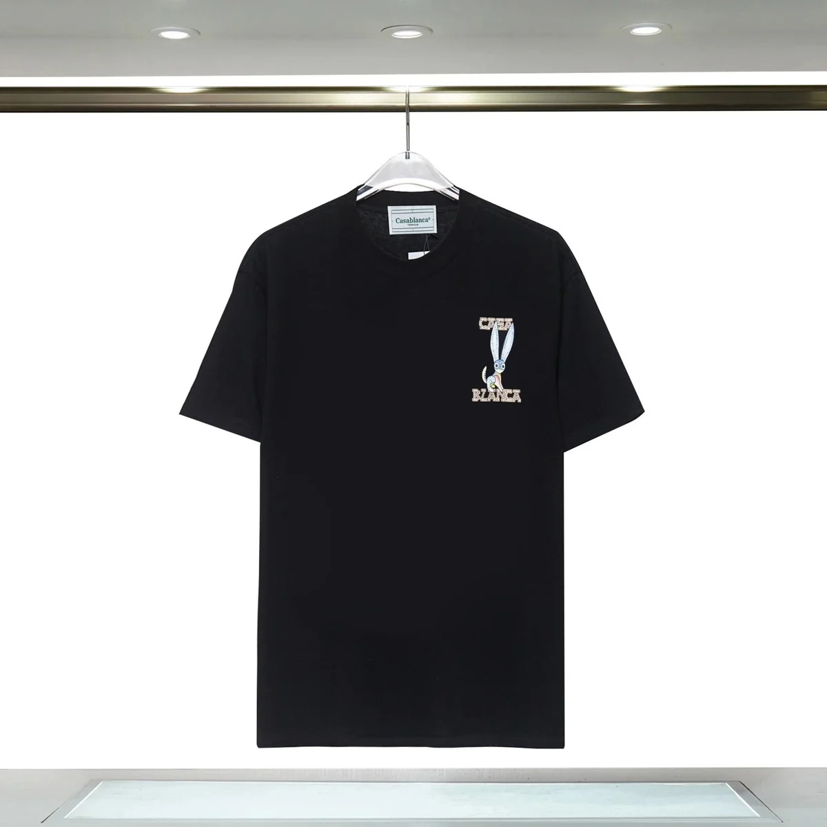 Casablanca Crep Blanc Rabbit T-Shirt Black T-Shirt