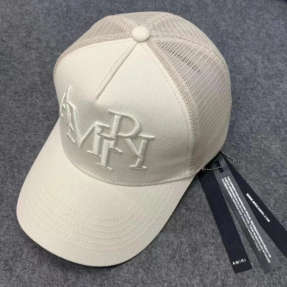 Amiri AMIRI Embroidered Mesh Cap Beige Headwear