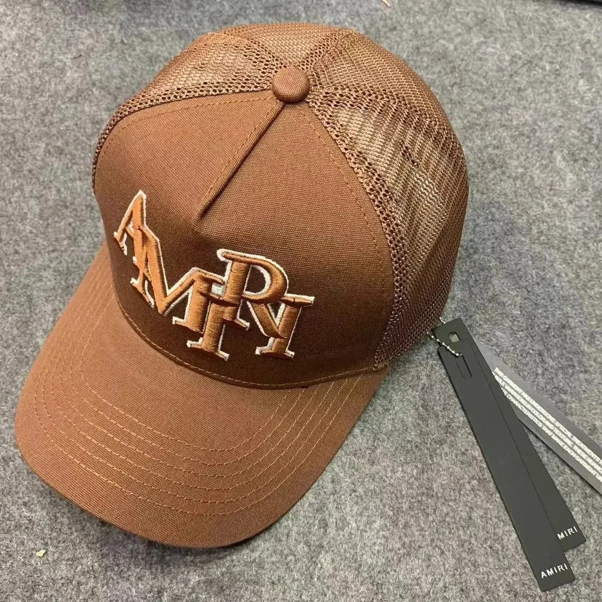 Amiri AMRI Logo Brown Trucker Cap