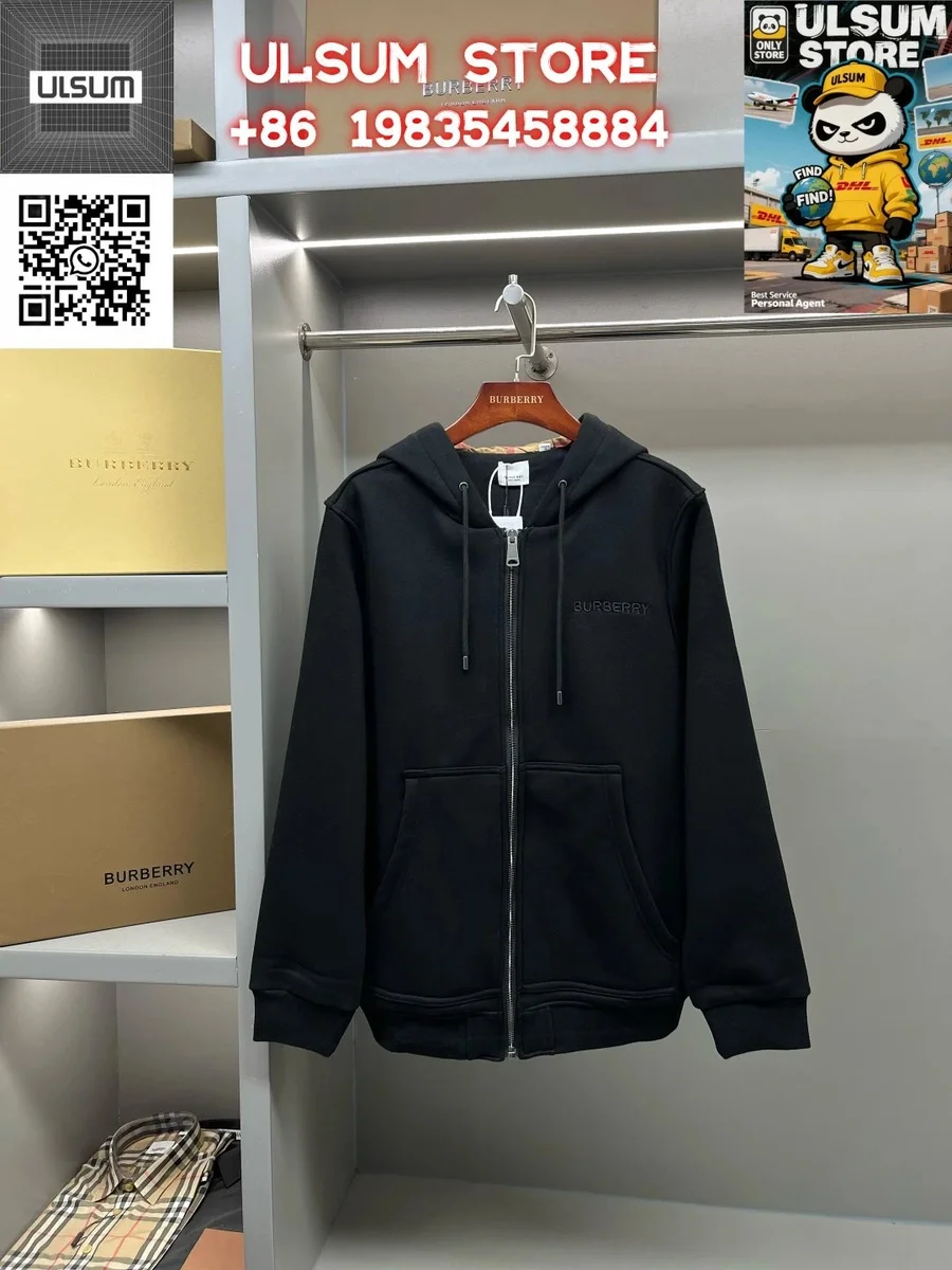 Burberry Black Logo Zip-Up Hoodie
