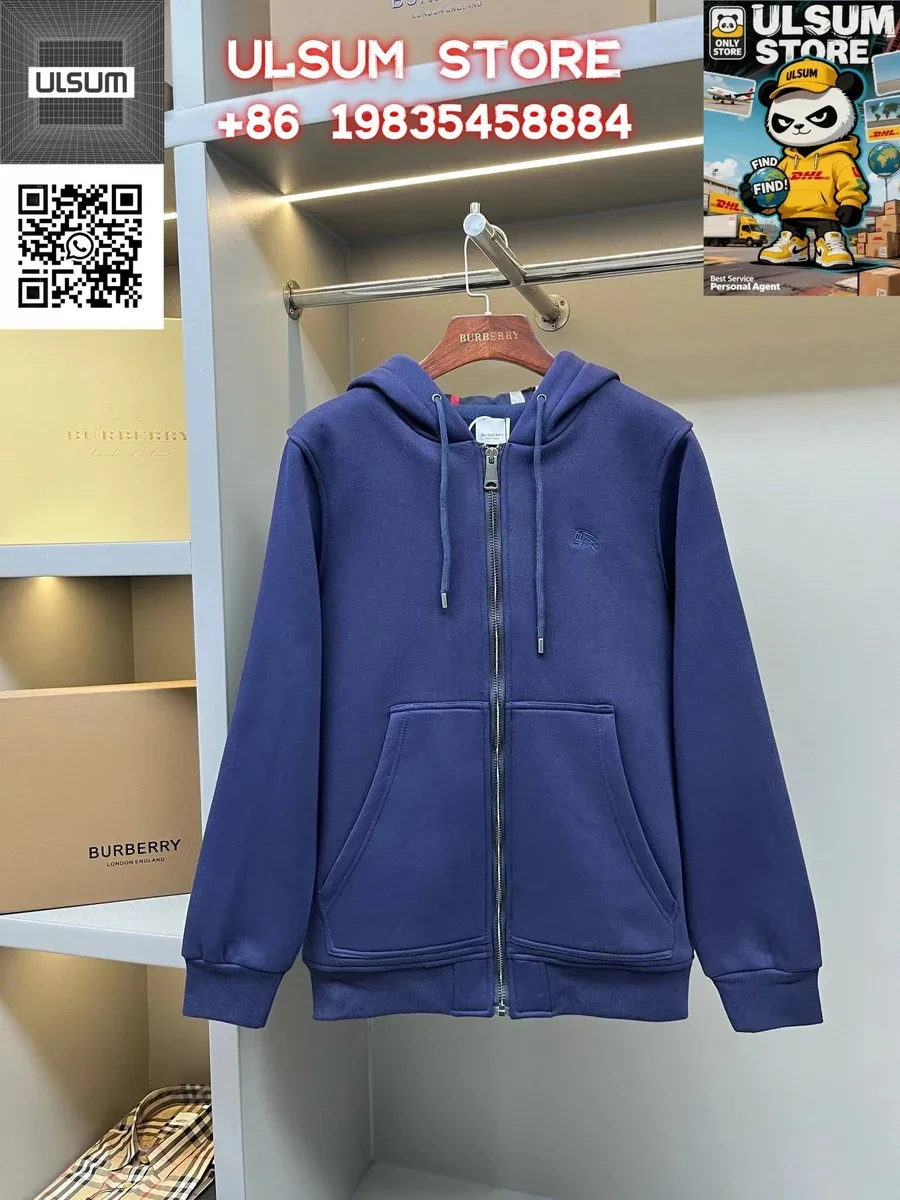 Burberry Navy Zip-Up Hoodie
