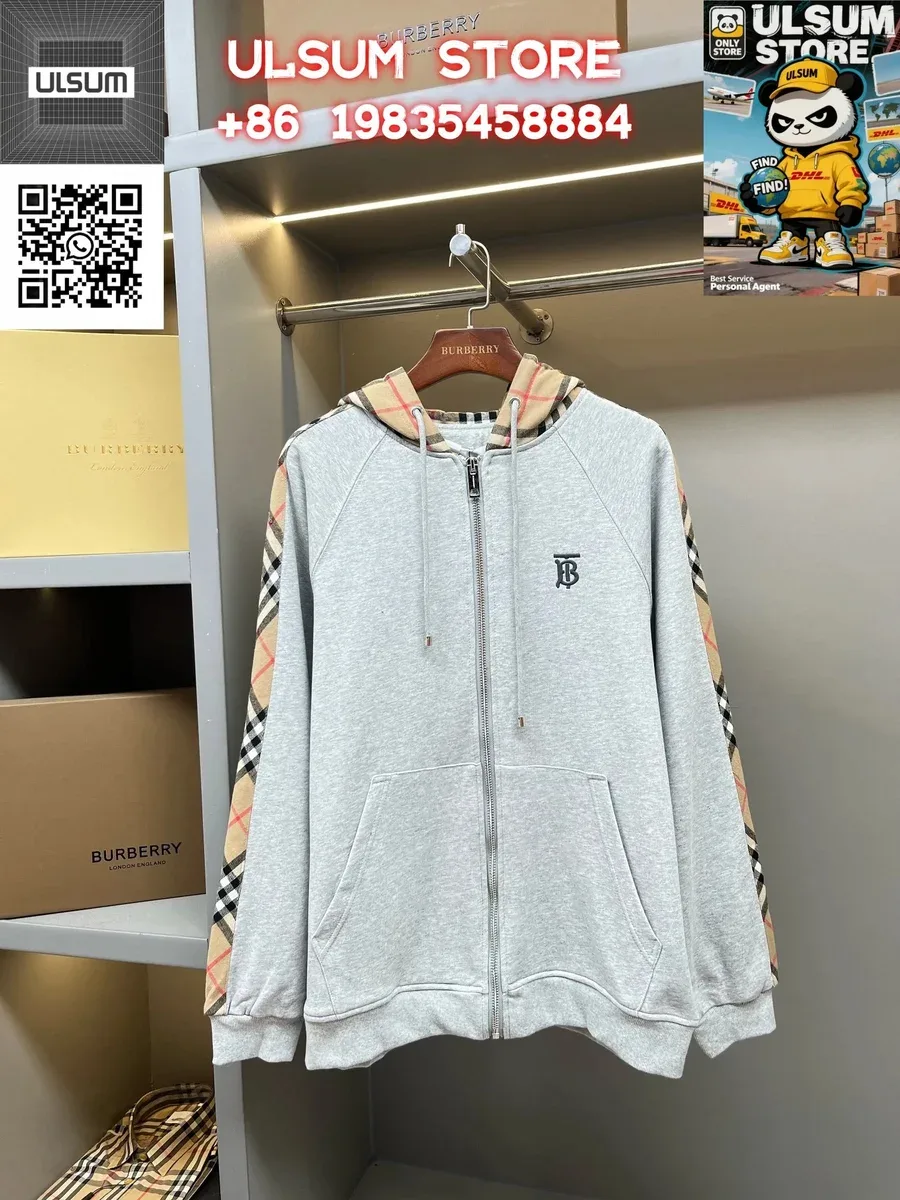 Burberry TB Monogram Grey Zip-Up Hoodie