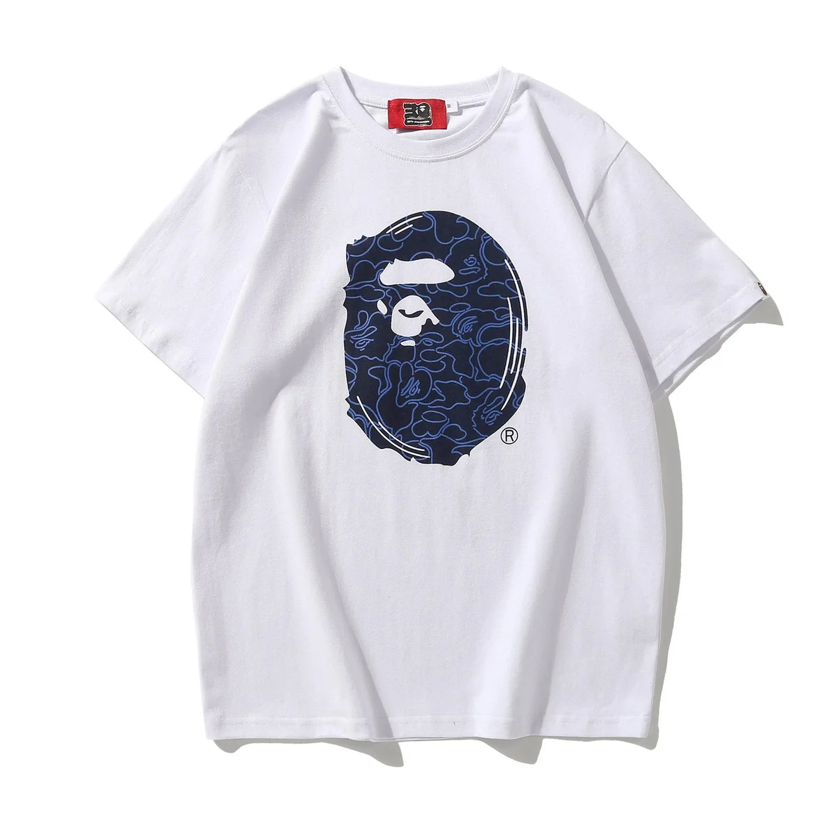 A Bathing Ape BAPE STA White with Blue Camo Graphic T-Shirt