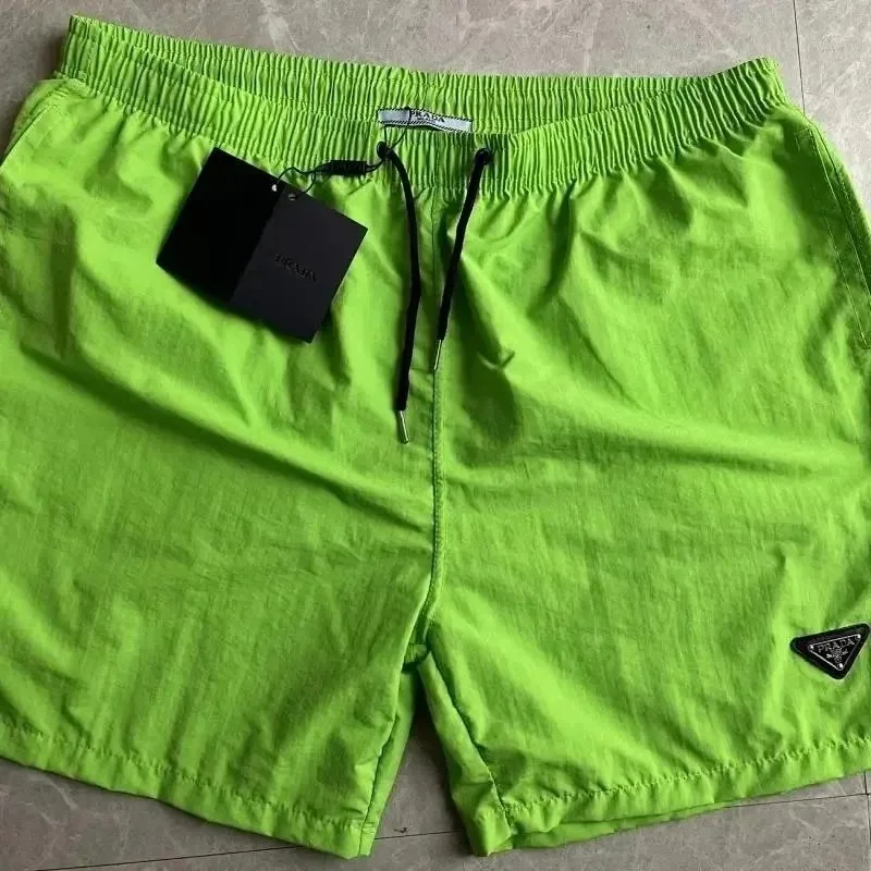 Prada Lime Green Triangle Logo Shorts