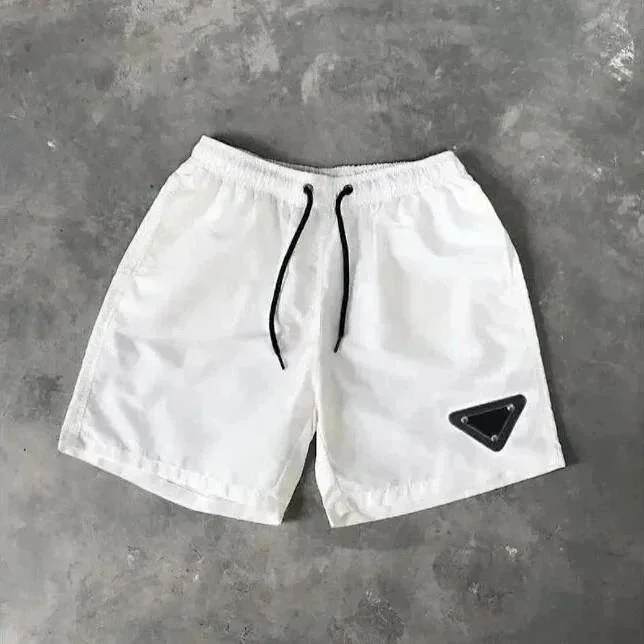 White Solid Triangle Patch Shorts