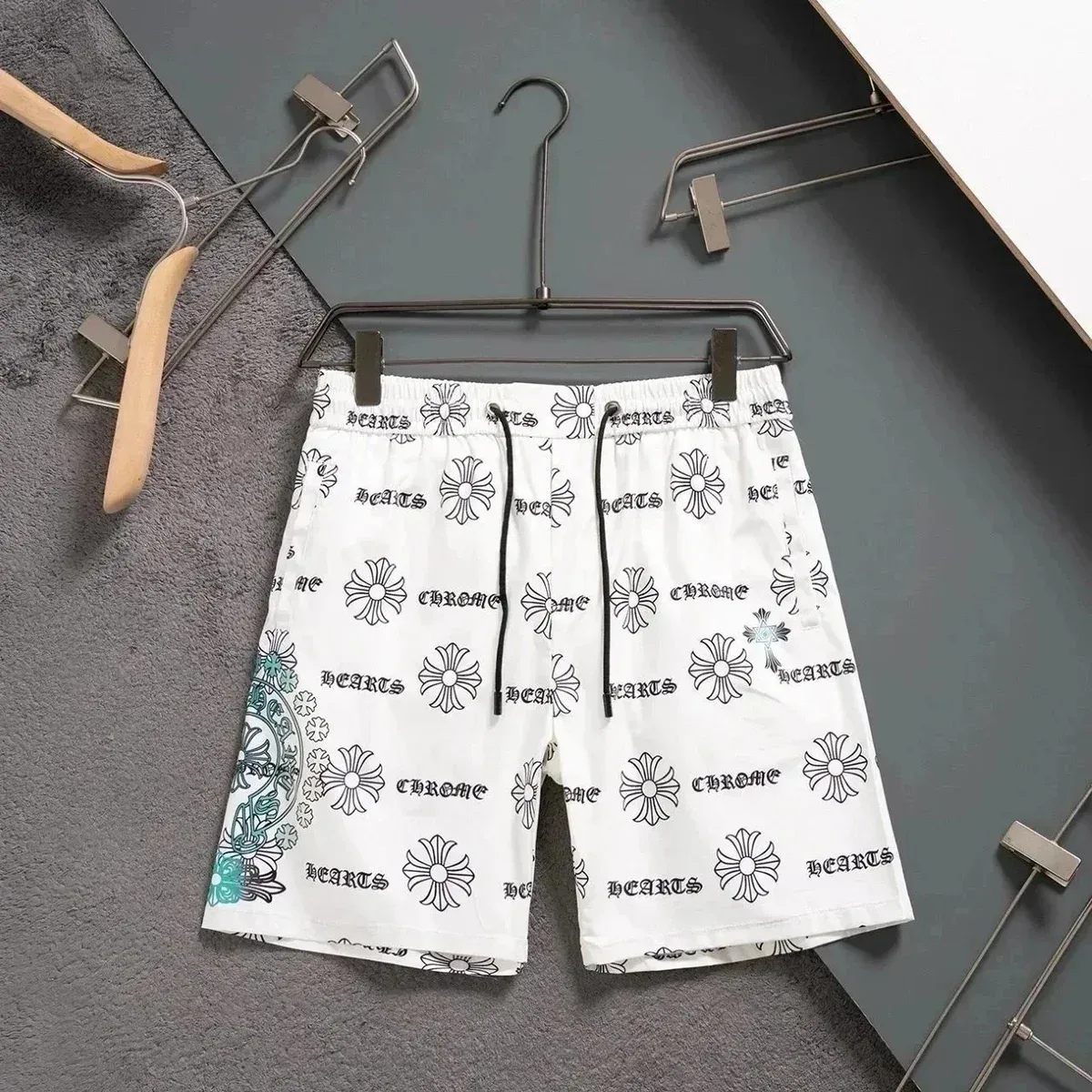 Chrome Hearts CH Cross White Floral Print Shorts
