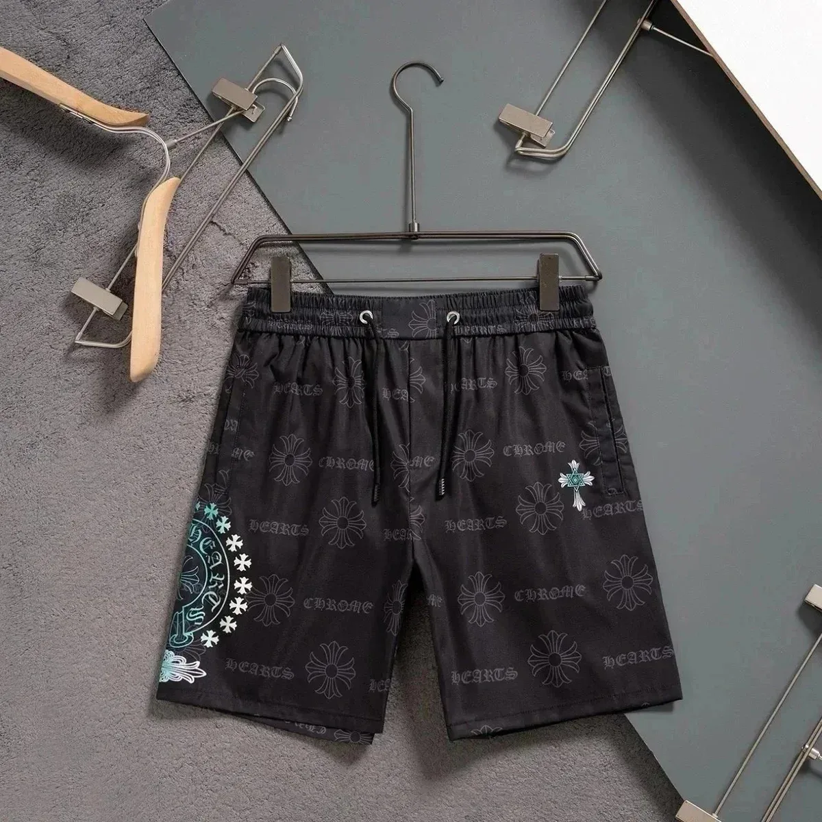 Chrome Hearts Cross Print Black Shorts
