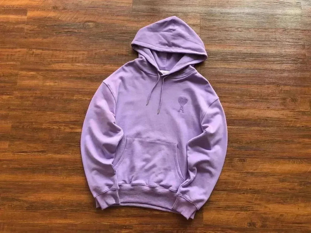Ami Paris Lilac AM Heart Hoodie Sweatshirt