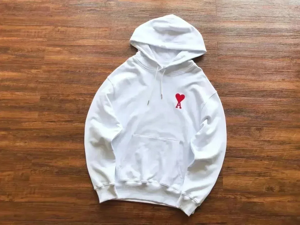 Ami Paris White AM Heart Hoodie