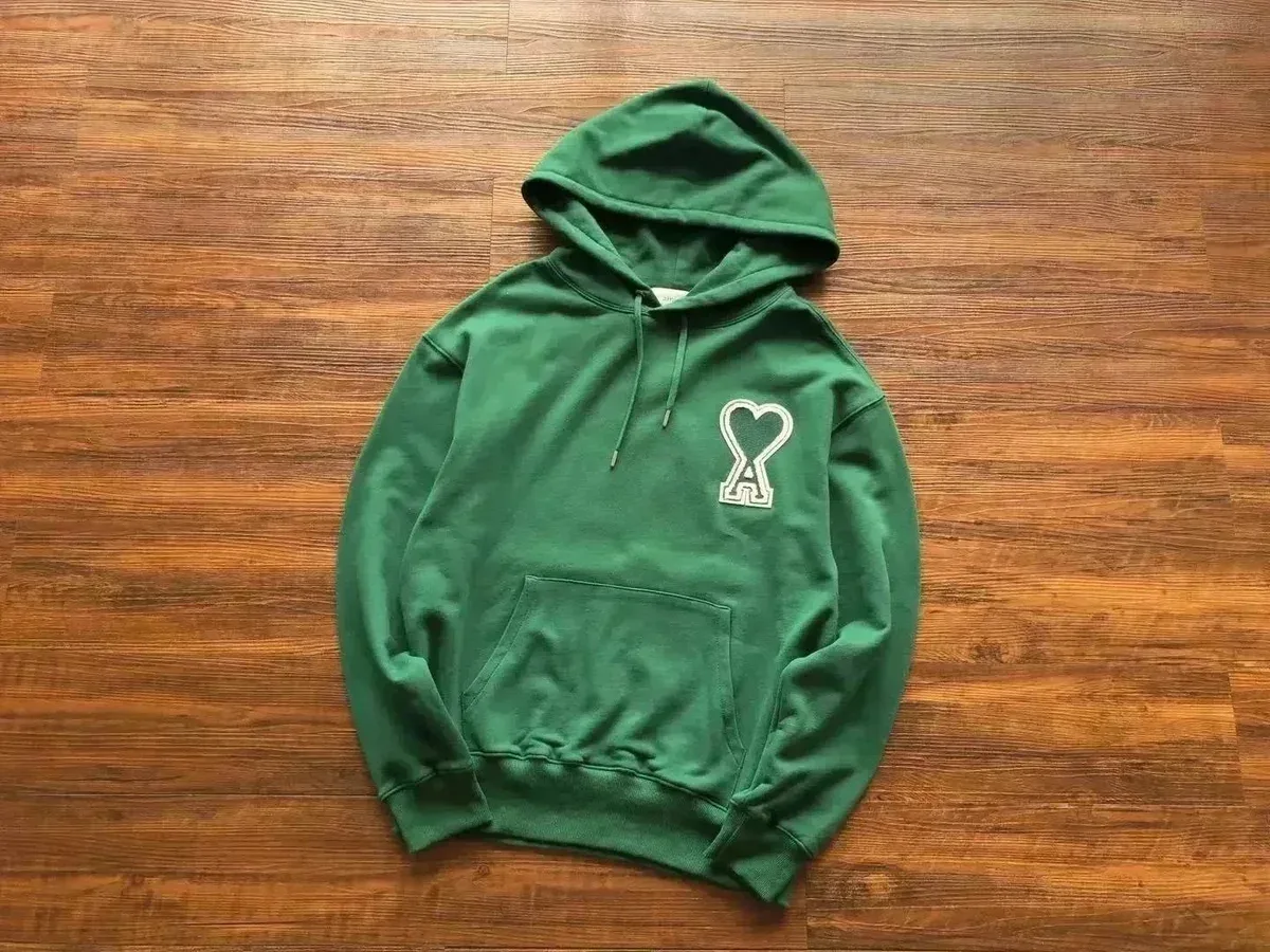 Ami Paris Green Heart Logo Hoodie