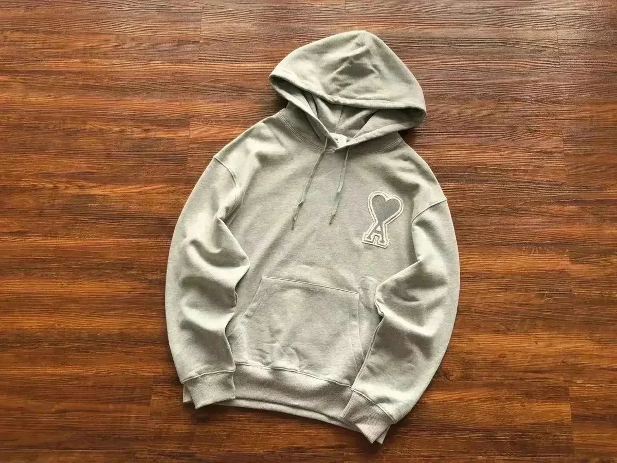 Ami Paris Grey AM Heart Hoodie