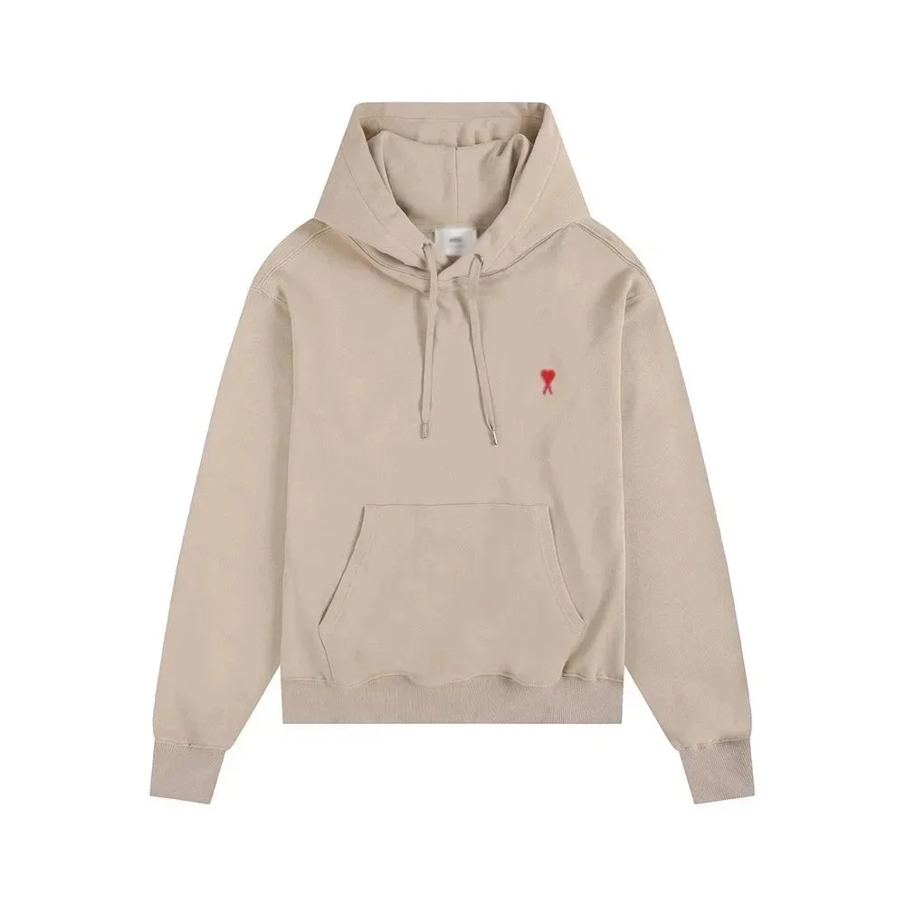 Ami Ami de Coeur Beige Hoodie with Red Heart Logo