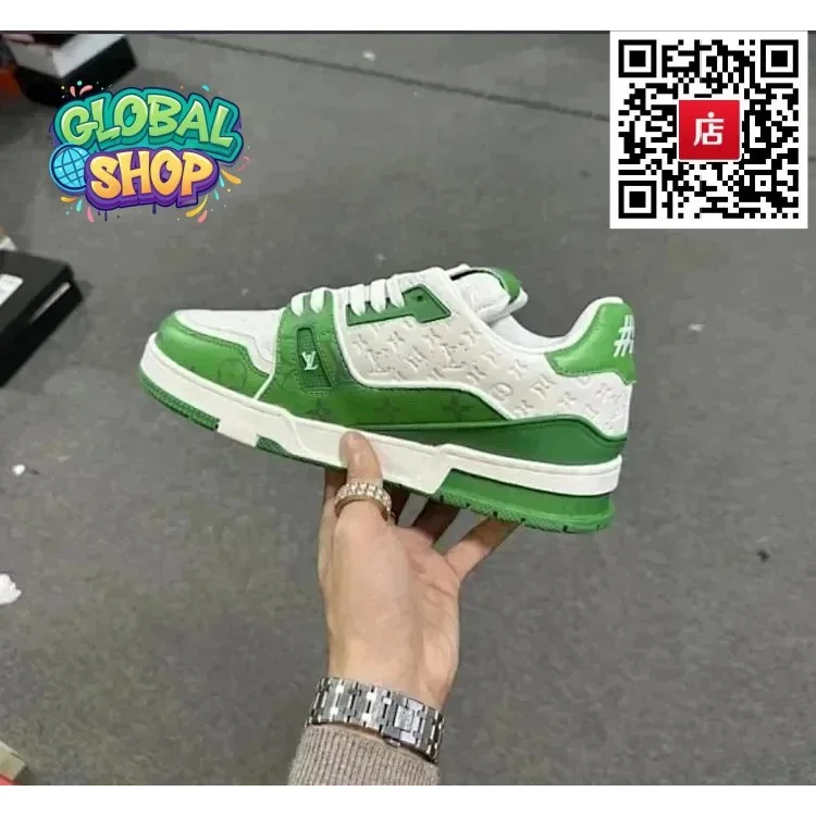 Louis Vuitton LV Trainer Green White Sneakers