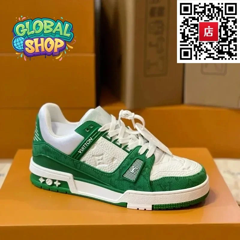 Louis Vuitton LV Trainer White Green Sneakers