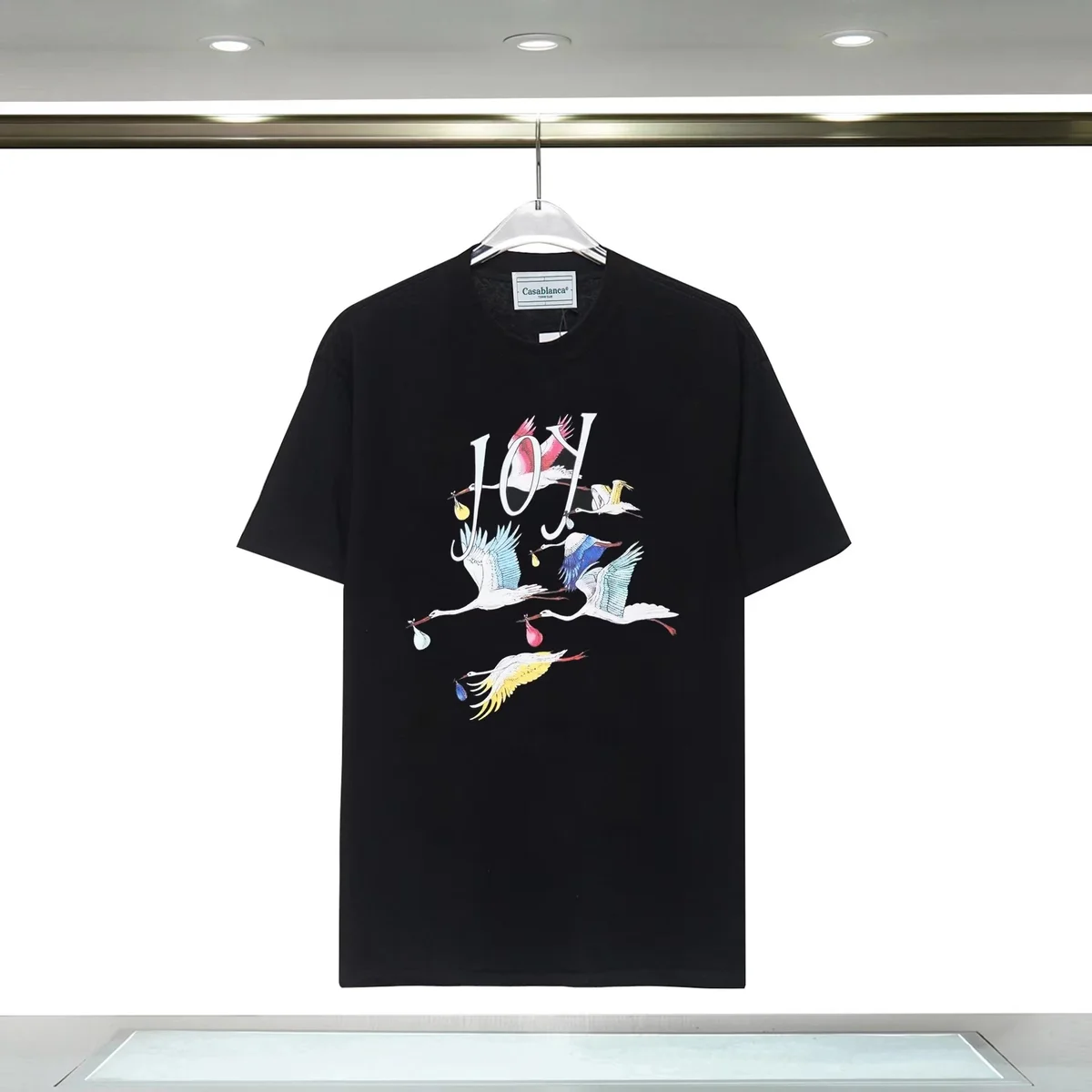 Casablanca JOY Crane Print Black T-Shirt