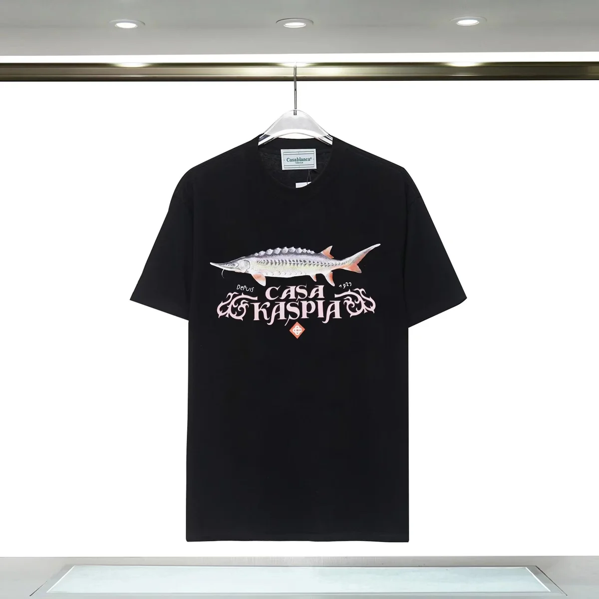 Casablanca Black Sturgeon Print T-Shirt