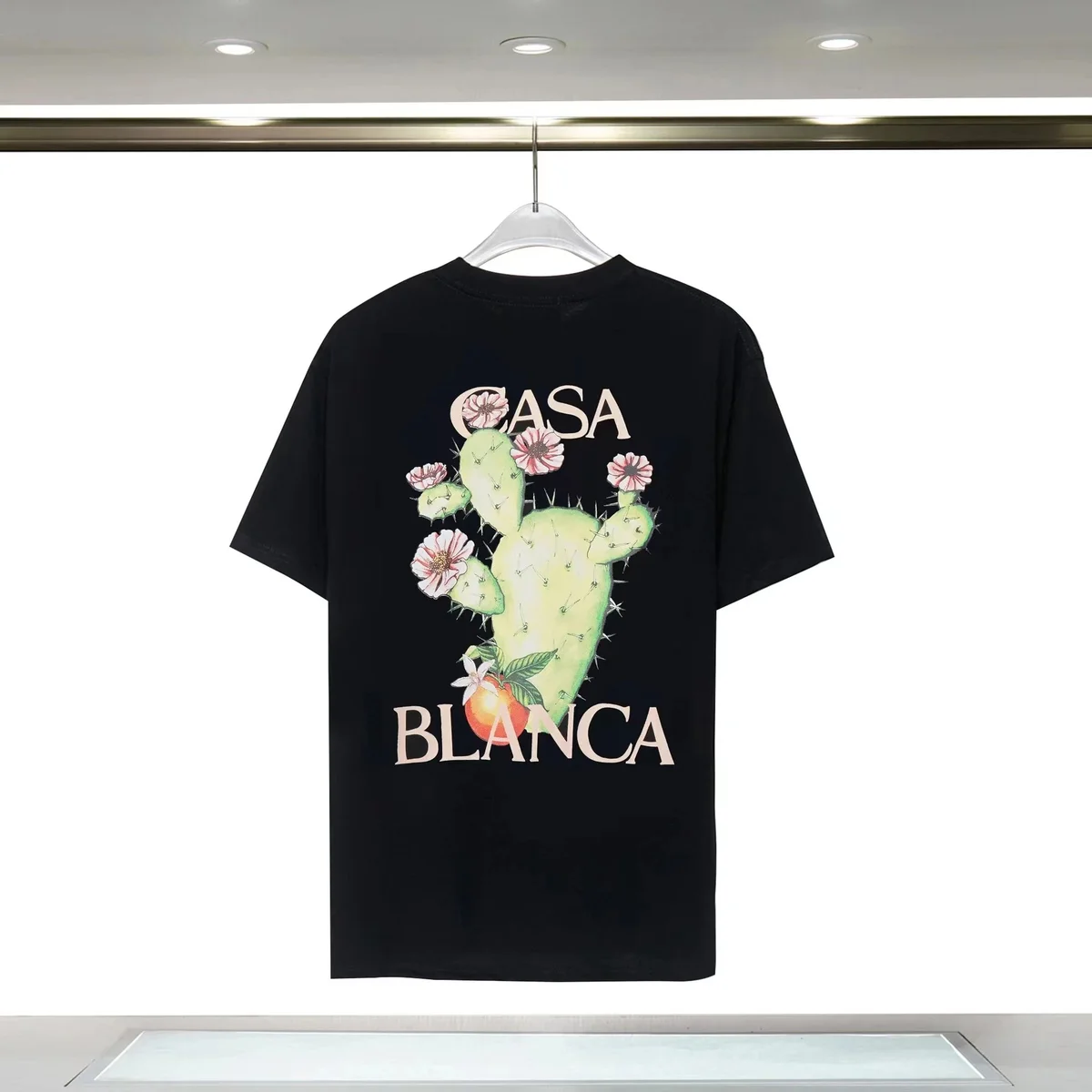 Black Casa Blanca Cactus Print T-Shirt