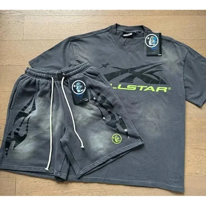 Hellstar Studios Flame Graphic T-Shirt & Shorts Set