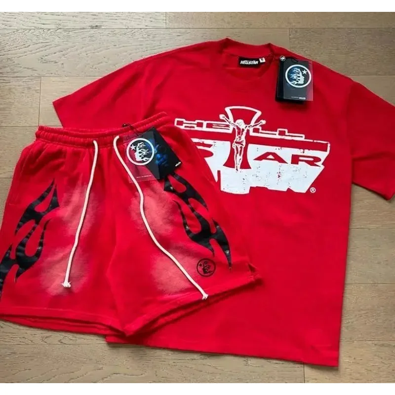 Hellstar Red Flames T-Shirt & Shorts Set