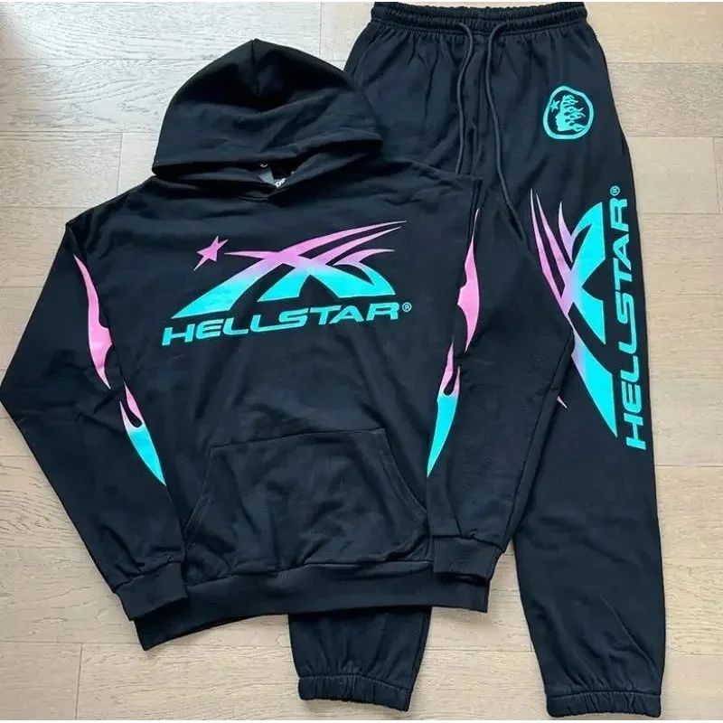 Hellstar Black with Pink & Blue Graphic Tracksuit