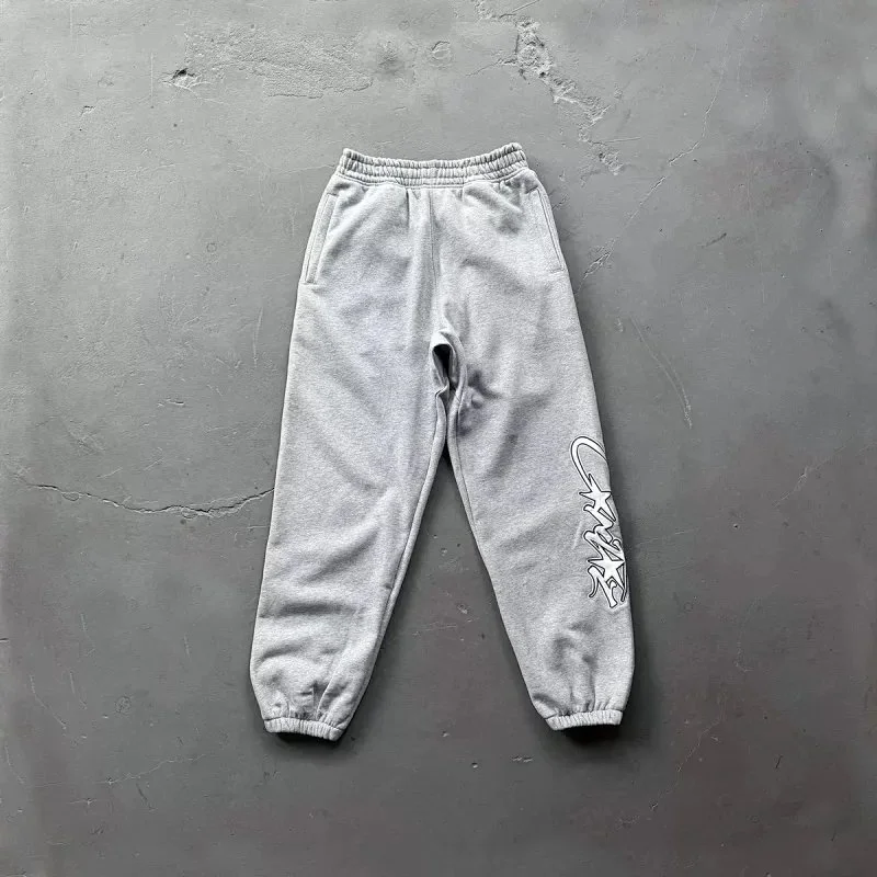 Grey Sweatpants with Graphic Print Bottoms