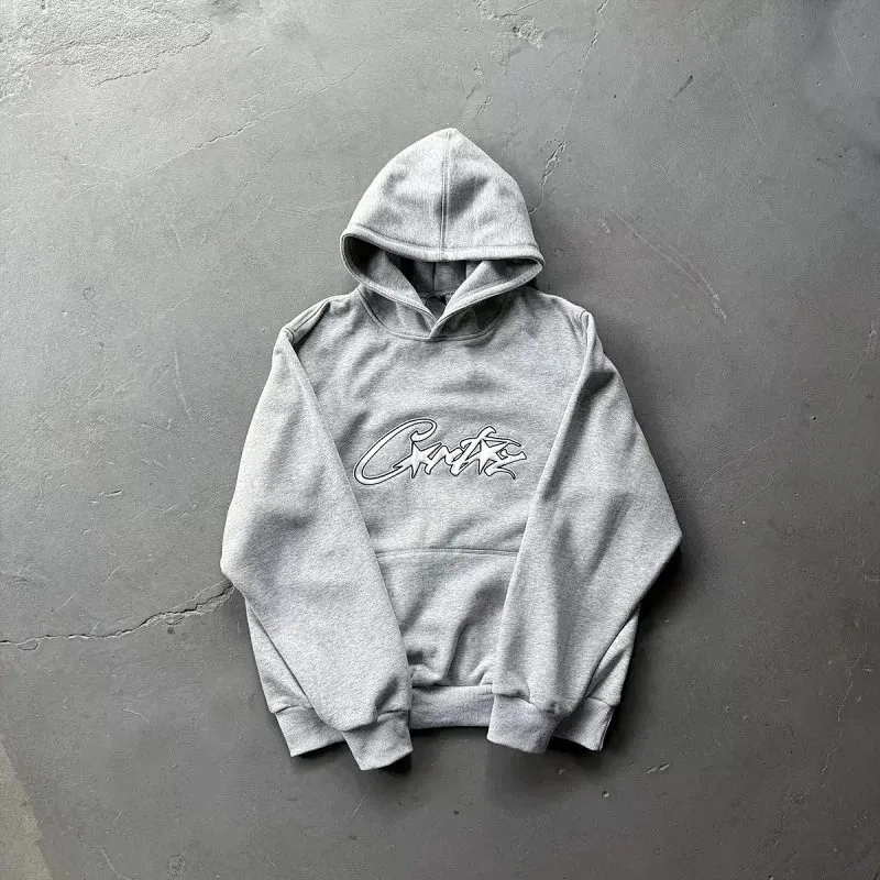 Gray Hoodie with Script Logo Streetwear