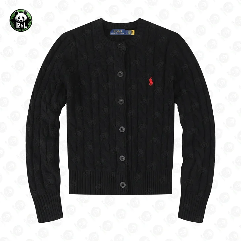 Polo Ralph Lauren Classic Logo Cable Knit Cardigan Black