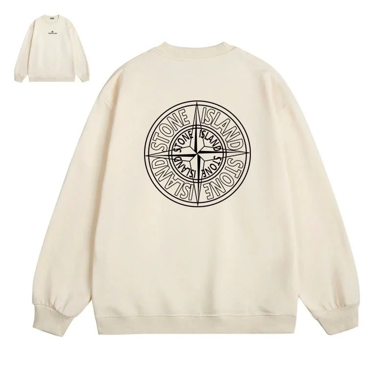 Stone Island 68-15 Compass Logo Cream Hoodie
