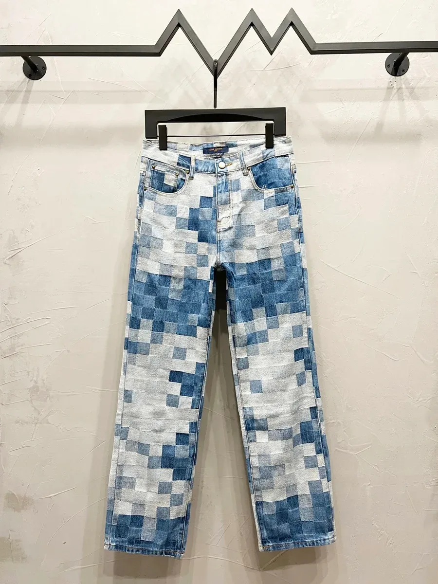 Pixel Check Denim Jeans