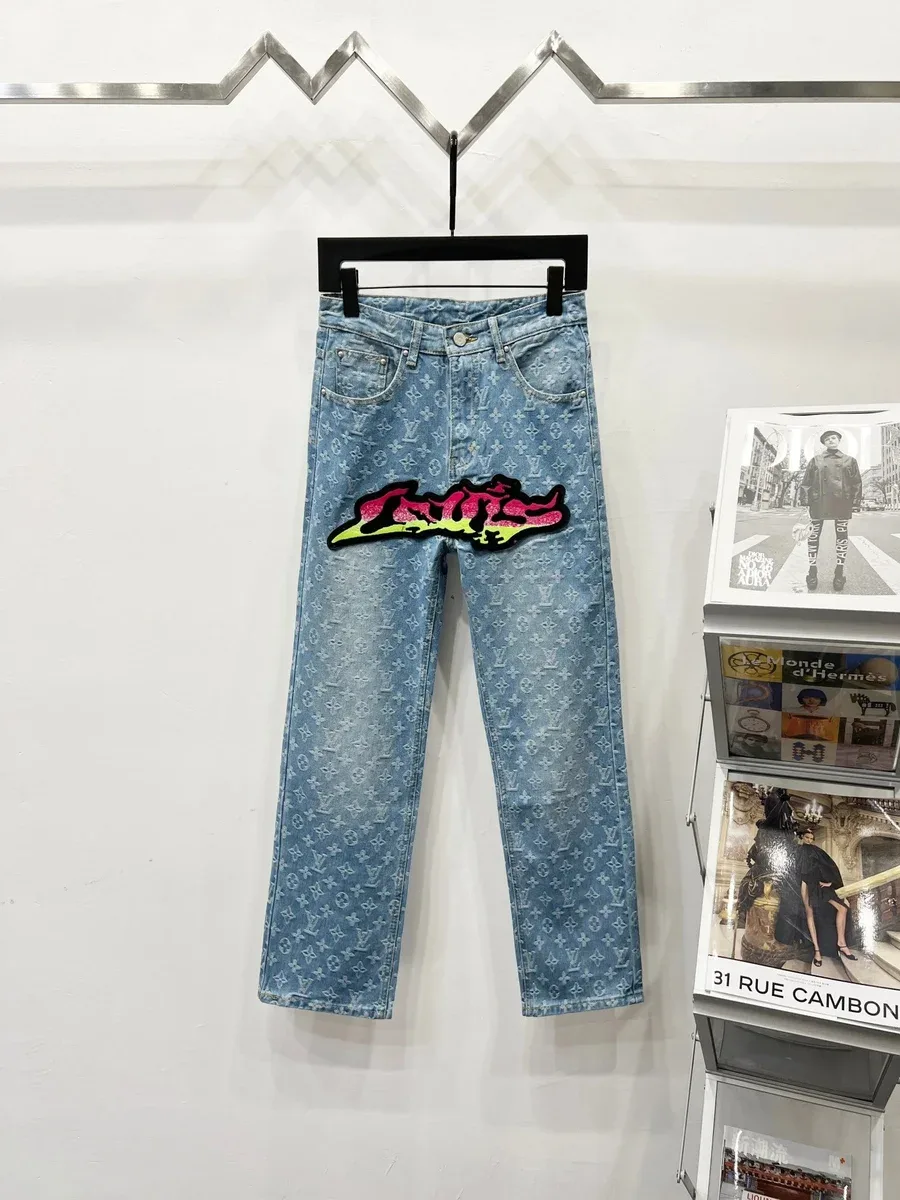 Louis Vuitton Neverfull Monogram Jeans Light Blue