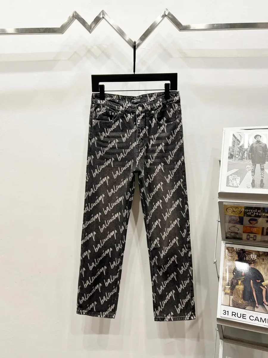 Balenciaga Black Logo Print Jeans
