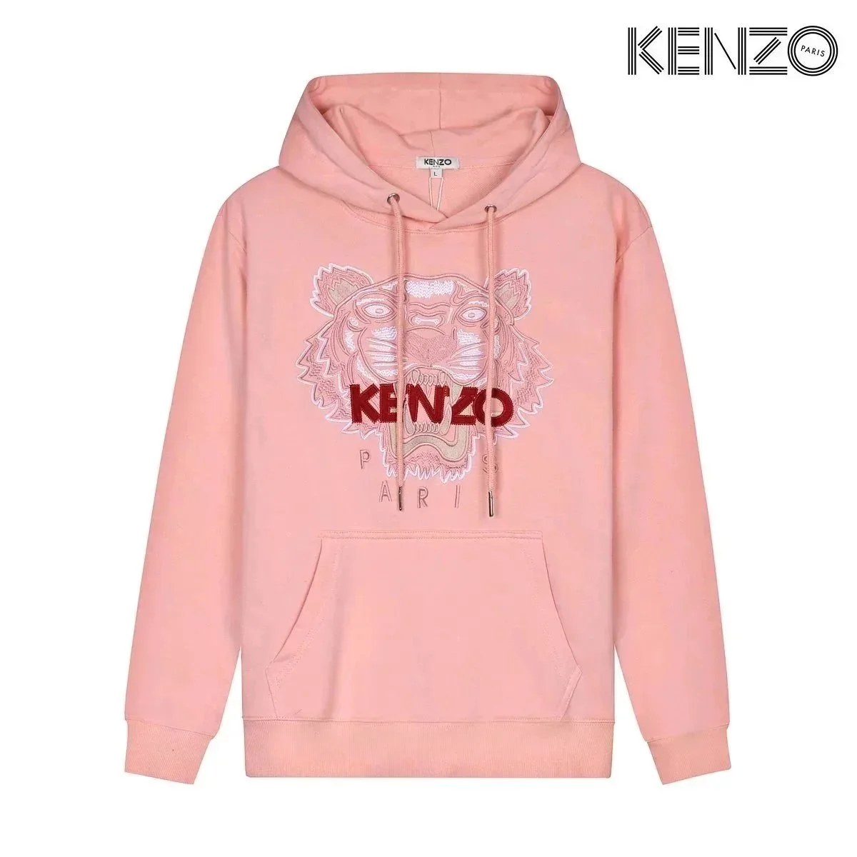 Kenzo Tiger Embroidery Pink Hoodie