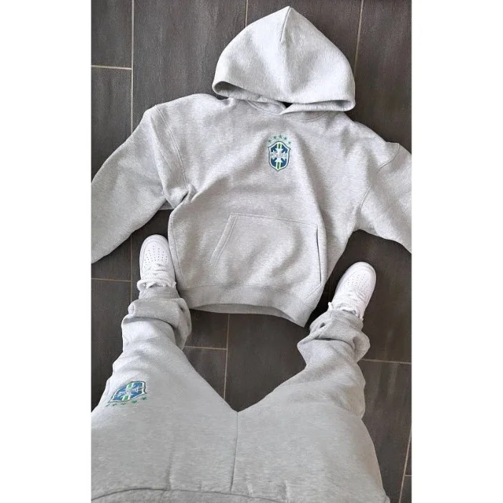 Gray Brazil Crest Hoodie & Sweatpants Set