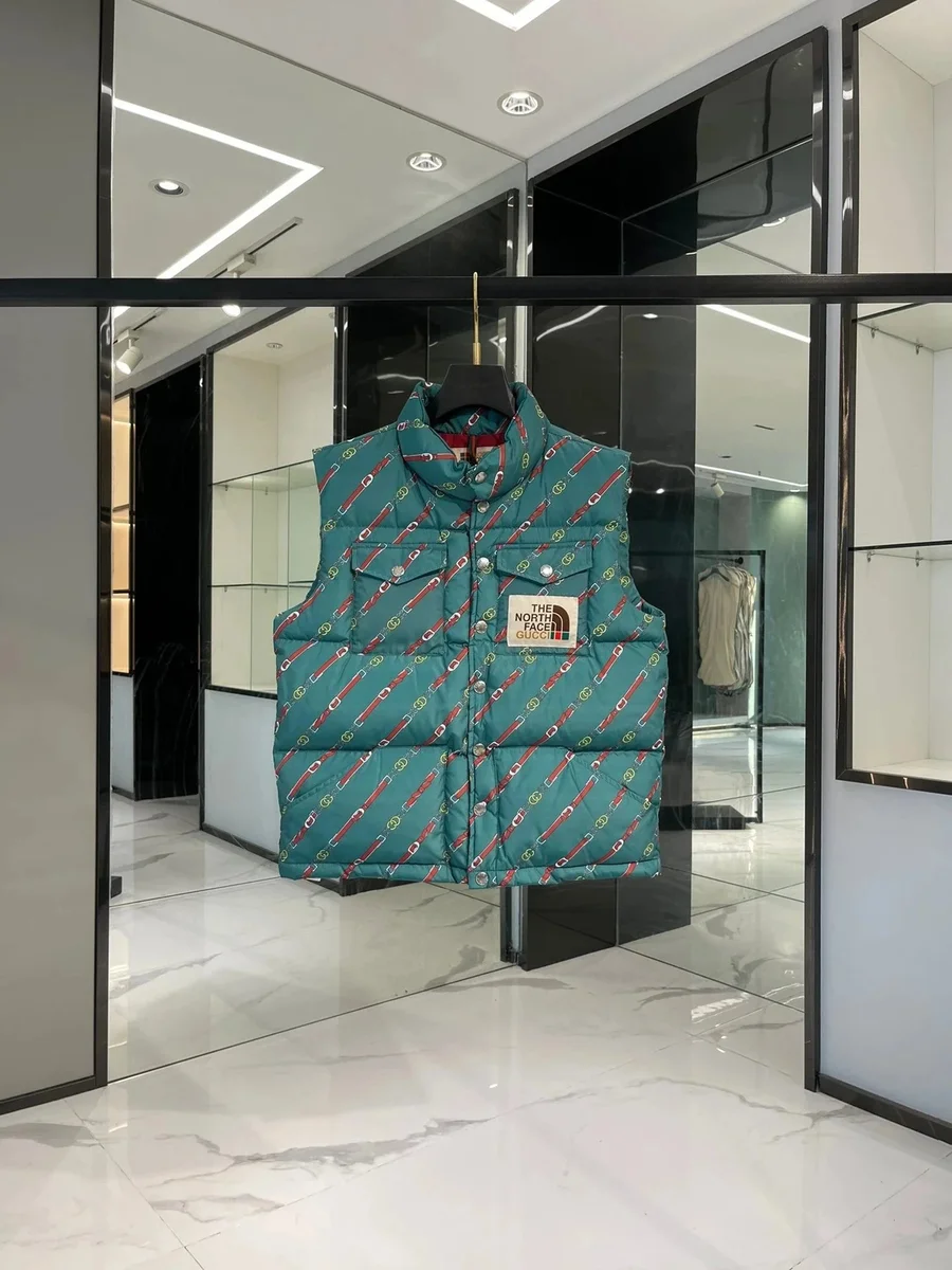 Gucci The North Face Collaboration Teal Belt Print Vest