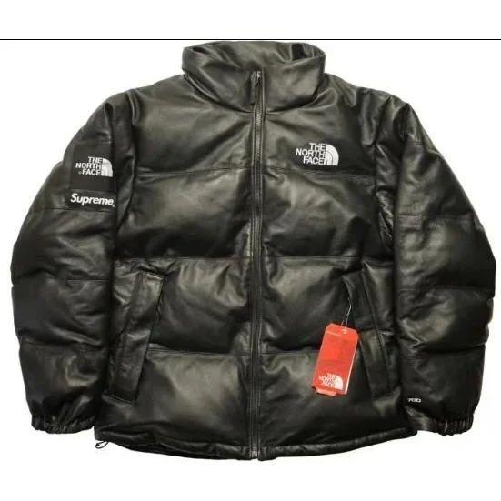 The North Face Supreme Nuptse Black Leather Jacket