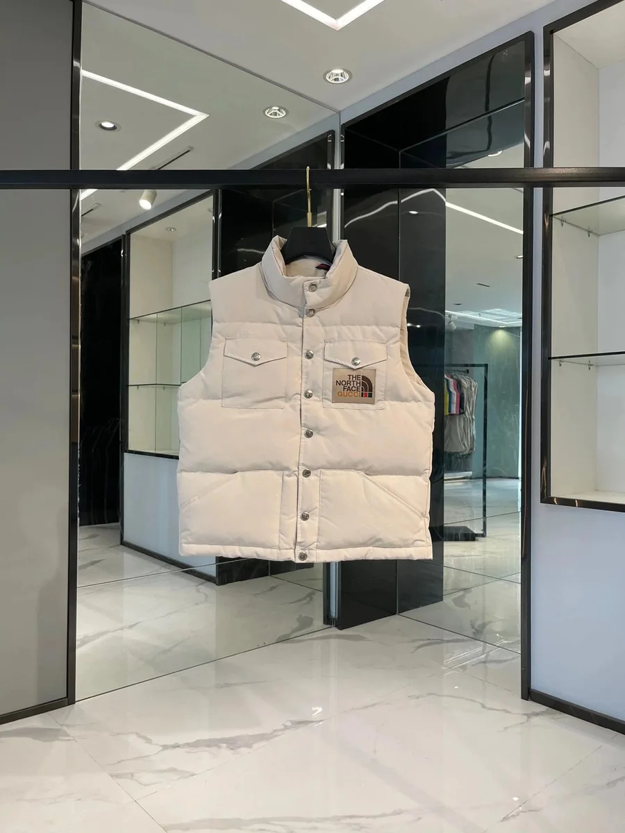 The North Face White Nuptse Vest
